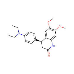 CCN(CC)c1ccc([C@@H]2CC(=O)Nc3cc(OC)c(OC)cc32)cc1 ZINC000004034867