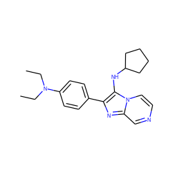 CCN(CC)c1ccc(-c2nc3cnccn3c2NC2CCCC2)cc1 ZINC000001347529