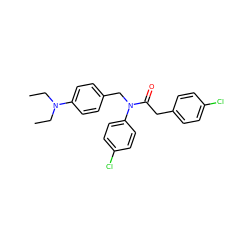 CCN(CC)c1ccc(CN(C(=O)Cc2ccc(Cl)cc2)c2ccc(Cl)cc2)cc1 ZINC000095583561