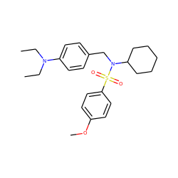 CCN(CC)c1ccc(CN(C2CCCCC2)S(=O)(=O)c2ccc(OC)cc2)cc1 ZINC000095592401