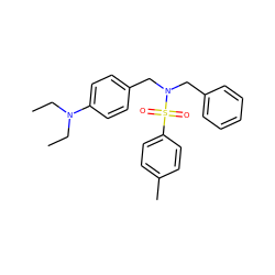 CCN(CC)c1ccc(CN(Cc2ccccc2)S(=O)(=O)c2ccc(C)cc2)cc1 ZINC000095590730