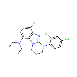 CCN(CC)c1ccc(Cl)c2nc3n(c12)CCCN3c1ccc(Cl)cc1Cl ZINC000142527100