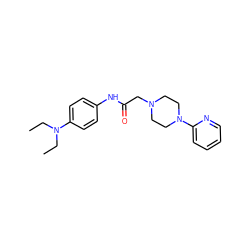 CCN(CC)c1ccc(NC(=O)CN2CCN(c3ccccn3)CC2)cc1 ZINC000002939316