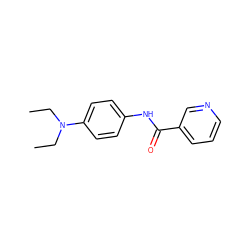 CCN(CC)c1ccc(NC(=O)c2cccnc2)cc1 ZINC000000443593