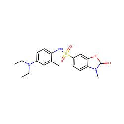 CCN(CC)c1ccc(NS(=O)(=O)c2ccc3c(c2)oc(=O)n3C)c(C)c1 ZINC000004885308