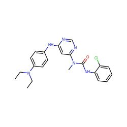 CCN(CC)c1ccc(Nc2cc(N(C)C(=O)Nc3ccccc3Cl)ncn2)cc1 ZINC000053268189