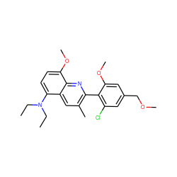 CCN(CC)c1ccc(OC)c2nc(-c3c(Cl)cc(COC)cc3OC)c(C)cc12 ZINC000095579574