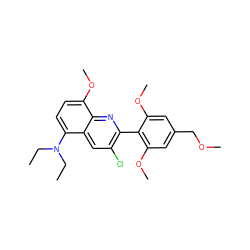 CCN(CC)c1ccc(OC)c2nc(-c3c(OC)cc(COC)cc3OC)c(Cl)cc12 ZINC000095578975