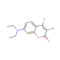 CCN(CC)c1ccc2c(Cl)c(Br)c(=O)oc2c1 ZINC000000362973