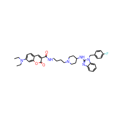 CCN(CC)c1ccc2cc(C(=O)NCCCCN3CCC(Nc4nc5ccccc5n4Cc4ccc(F)cc4)CC3)c(=O)oc2c1 ZINC000653883018