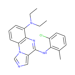 CCN(CC)c1cccc2c1nc(Nc1c(C)cccc1Cl)c1cncn12 ZINC000026570363