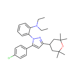 CCN(CC)c1ccccc1-n1nc(C2CC(C)(C)OC(C)(C)C2)cc1-c1ccc(Cl)cc1 ZINC000145464937