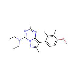 CCN(CC)c1nc(C)nc2c(-c3ccc(OC)c(C)c3C)c(C)nn12 ZINC000040403014