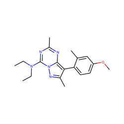 CCN(CC)c1nc(C)nc2c(-c3ccc(OC)cc3C)c(C)nn12 ZINC000040914318