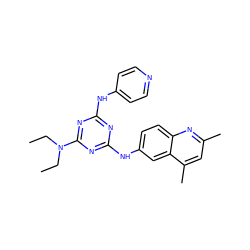 CCN(CC)c1nc(Nc2ccncc2)nc(Nc2ccc3nc(C)cc(C)c3c2)n1 ZINC000098084096