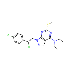 CCN(CC)c1nc(SC)nc2c1cnn2C[C@H](Cl)c1ccc(Cl)cc1 ZINC000040914001