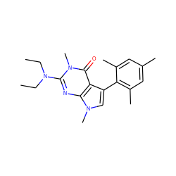 CCN(CC)c1nc2c(c(-c3c(C)cc(C)cc3C)cn2C)c(=O)n1C ZINC000071296402