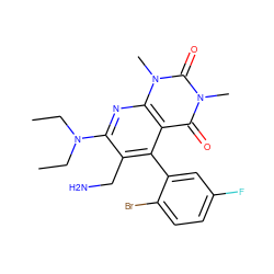 CCN(CC)c1nc2c(c(-c3cc(F)ccc3Br)c1CN)c(=O)n(C)c(=O)n2C ZINC000034643244