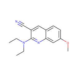 CCN(CC)c1nc2cc(OC)ccc2cc1C#N ZINC000019801417