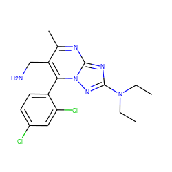 CCN(CC)c1nc2nc(C)c(CN)c(-c3ccc(Cl)cc3Cl)n2n1 ZINC000058511626