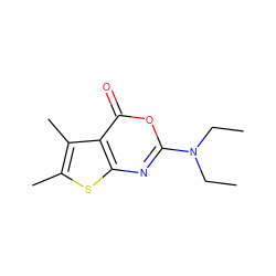 CCN(CC)c1nc2sc(C)c(C)c2c(=O)o1 ZINC000013678134