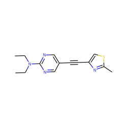 CCN(CC)c1ncc(C#Cc2csc(C)n2)cn1 ZINC000137248440