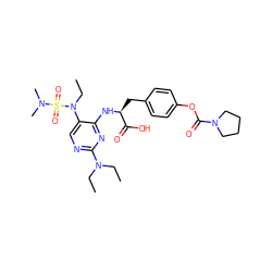 CCN(CC)c1ncc(N(CC)S(=O)(=O)N(C)C)c(N[C@@H](Cc2ccc(OC(=O)N3CCCC3)cc2)C(=O)O)n1 ZINC000096273502