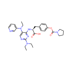 CCN(CC)c1ncc(N(CC)c2cccnc2)c(N[C@@H](Cc2ccc(OC(=O)N3CCCC3)cc2)C(=O)O)n1 ZINC000096273504