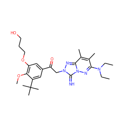 CCN(CC)c1nn2c(=N)n(CC(=O)c3cc(OCCCO)c(OC)c(C(C)(C)C)c3)nc2c(C)c1C ZINC000115497655