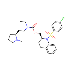 CCN(CC[C@@H]1CCCN1C)C(=O)OC[C@@H]1CCc2ccccc2N1S(=O)(=O)c1ccc(Cl)cc1 ZINC000028880134