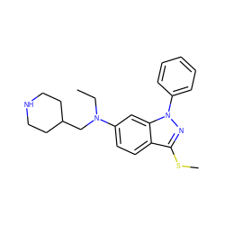 CCN(CC1CCNCC1)c1ccc2c(SC)nn(-c3ccccc3)c2c1 ZINC000169706028