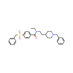 CCN(CCC1CCN(Cc2ccccc2)CC1)C(=O)c1ccc(S(=O)(=O)Cc2ccccc2)cc1 ZINC000013745780