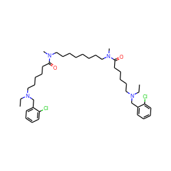 CCN(CCCCCC(=O)N(C)CCCCCCCCN(C)C(=O)CCCCCN(CC)Cc1ccccc1Cl)Cc1ccccc1Cl ZINC000028021865