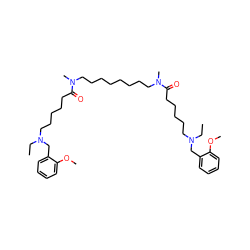 CCN(CCCCCC(=O)N(C)CCCCCCCCN(C)C(=O)CCCCCN(CC)Cc1ccccc1OC)Cc1ccccc1OC ZINC000003990790