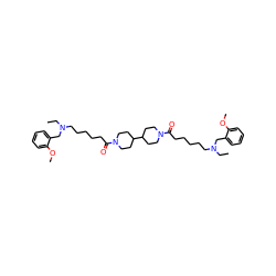 CCN(CCCCCC(=O)N1CCC(C2CCN(C(=O)CCCCCN(CC)Cc3ccccc3OC)CC2)CC1)Cc1ccccc1OC ZINC000028636923