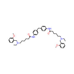 CCN(CCCCCC(=O)Nc1ccc(Cc2ccc(NC(=O)CCCCCN(CC)Cc3ccccc3OC)cc2)cc1)Cc1ccccc1OC ZINC000049942526