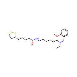 CCN(CCCCCCNC(=O)CCCC[C@@H]1CCSS1)Cc1ccccc1OC ZINC000038269508