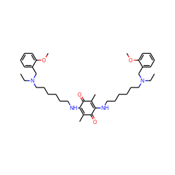 CCN(CCCCCCNC1=C(C)C(=O)C(NCCCCCCN(CC)Cc2ccccc2OC)=C(C)C1=O)Cc1ccccc1OC ZINC000150542148