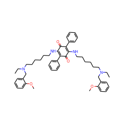 CCN(CCCCCCNC1=C(c2ccccc2)C(=O)C(NCCCCCCN(CC)Cc2ccccc2OC)=C(c2ccccc2)C1=O)Cc1ccccc1OC ZINC000150562520