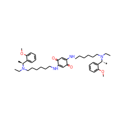 CCN(CCCCCCNC1=CC(=O)C(NCCCCCCN(CC)[C@H](C)c2ccccc2OC)=CC1=O)[C@@H](C)c1ccccc1OC ZINC000150538134