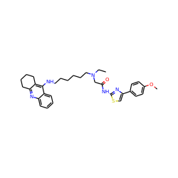 CCN(CCCCCCNc1c2c(nc3ccccc13)CCCC2)CC(=O)Nc1nc(-c2ccc(OC)cc2)cs1 ZINC000095578444