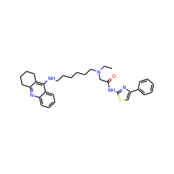 CCN(CCCCCCNc1c2c(nc3ccccc13)CCCC2)CC(=O)Nc1nc(-c2ccccc2)cs1 ZINC000095574980