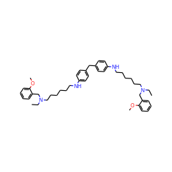 CCN(CCCCCCNc1ccc(Cc2ccc(NCCCCCCN(CC)Cc3ccccc3OC)cc2)cc1)Cc1ccccc1OC ZINC000028635206