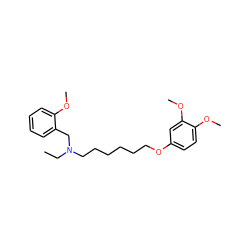 CCN(CCCCCCOc1ccc(OC)c(OC)c1)Cc1ccccc1OC ZINC000013738610