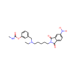 CCN(CCCCCN1C(=O)c2ccc([N+](=O)[O-])cc2C1=O)Cc1cccc(OC(=O)NC)c1 ZINC000003792620