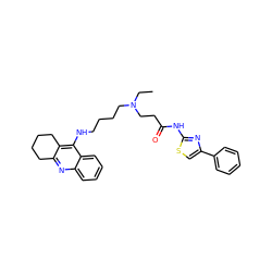 CCN(CCCCNc1c2c(nc3ccccc13)CCCC2)CCC(=O)Nc1nc(-c2ccccc2)cs1 ZINC000095572073