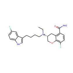 CCN(CCCCc1c[nH]c2ccc(F)cc12)[C@H]1COc2c(F)ccc(C(N)=O)c2C1 ZINC000034479294