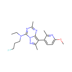 CCN(CCCF)c1nc(C)nc2c(-c3ccc(OC)nc3C)c(C)nn12 ZINC000071319370