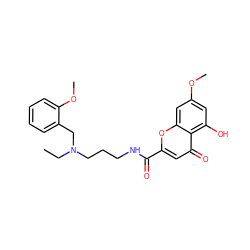 CCN(CCCNC(=O)c1cc(=O)c2c(O)cc(OC)cc2o1)Cc1ccccc1OC ZINC000299858853