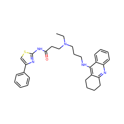 CCN(CCCNc1c2c(nc3ccccc13)CCCC2)CCC(=O)Nc1nc(-c2ccccc2)cs1 ZINC000095576112